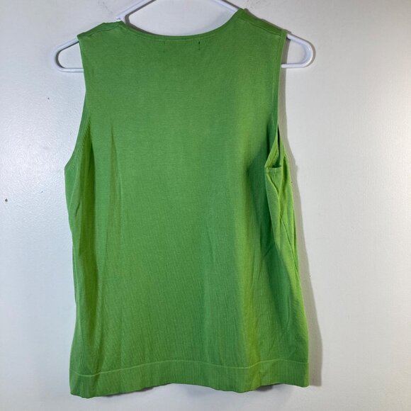 Womens August Silk Silk Blend Top Round Neck Sleeveless XL Green Viscose Silk Ny - Picture 2 of 8